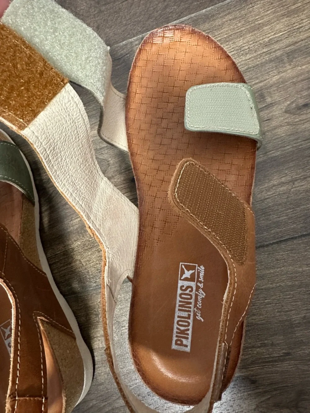 PIKOLINOS Brown and Green Leather Adjustable Slingback Sandals size 6.5 - Picture 12 of 12